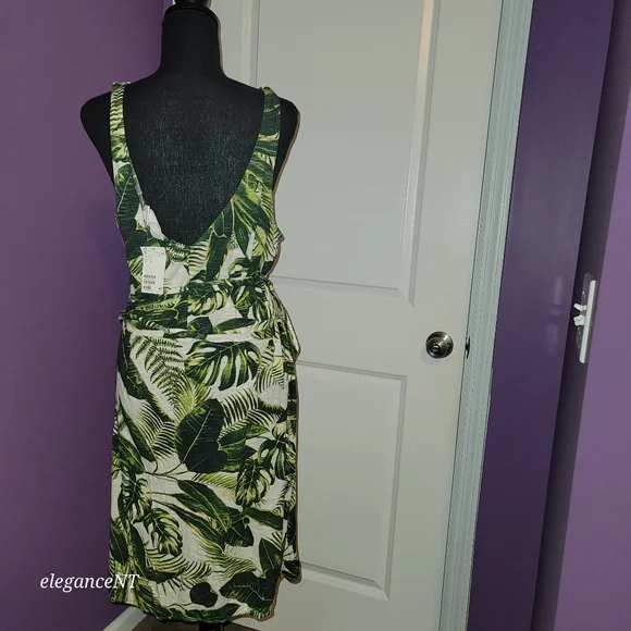H & M Safari  style  faux-wrap Sleeveless Dress Sz: Large  NWT - Picture 5 of 12